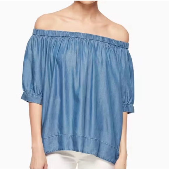 kate spade Chambray Off-Shoulder Blouse - Picture 1 of 10